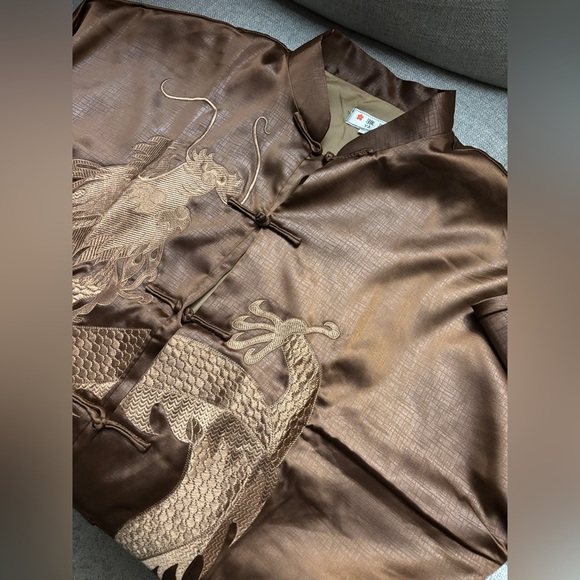 Ya Li XXXL Silky Jacket Blouse Kimono‎ Long Sleeve Chinese Style Embroidered - Picture 8 of 11